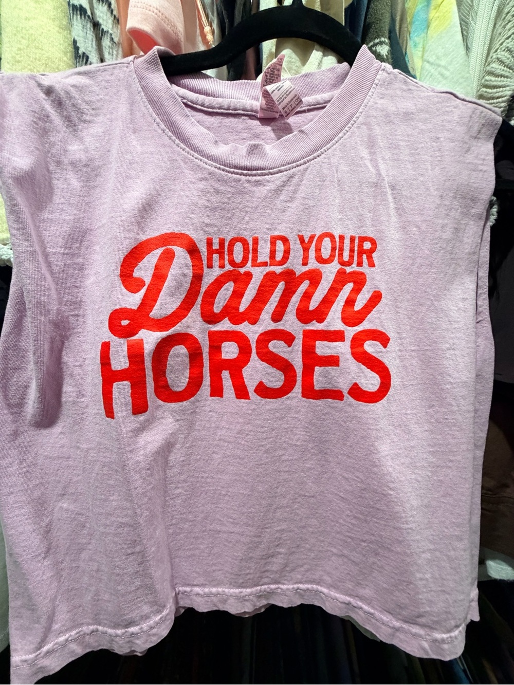 American Apparel Light Pink Tank Top with Red Graphic Text